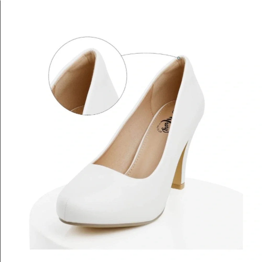 Trary White Round Toe High Heel Pumps - Picture 8 of 9